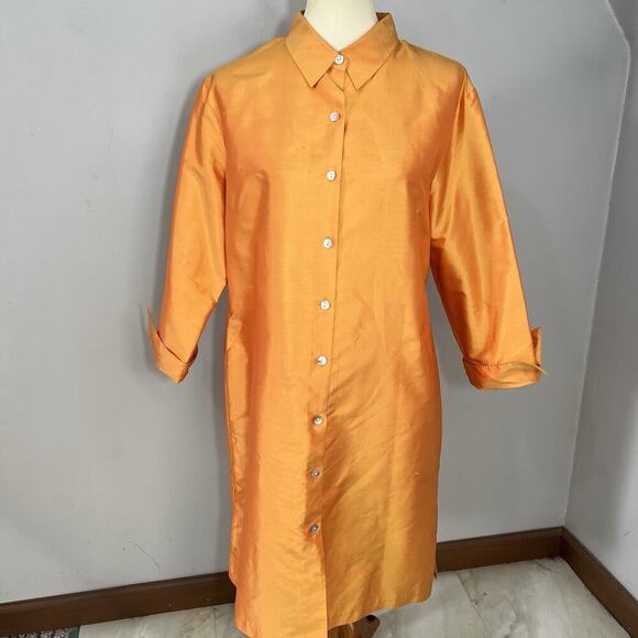 Vintage Silk Orange Womens Long Evening Jacket Large Dressy Lightweight Taffeta - Picture 13 of 15